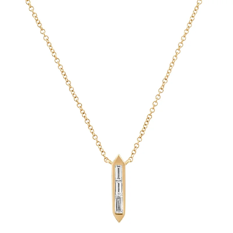 Dainty Crystal Necklace-Baguette Diamond Necklace