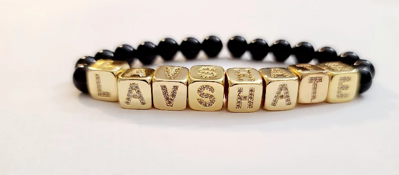 Fashionable Stackable Bracelets-LA VS HATE Onyx Bracelet