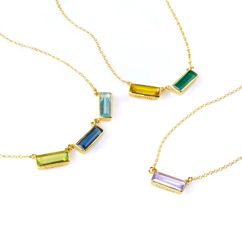 Chunky Crystal Necklace-Birthstone Bar Necklace for Mom : Adira Series