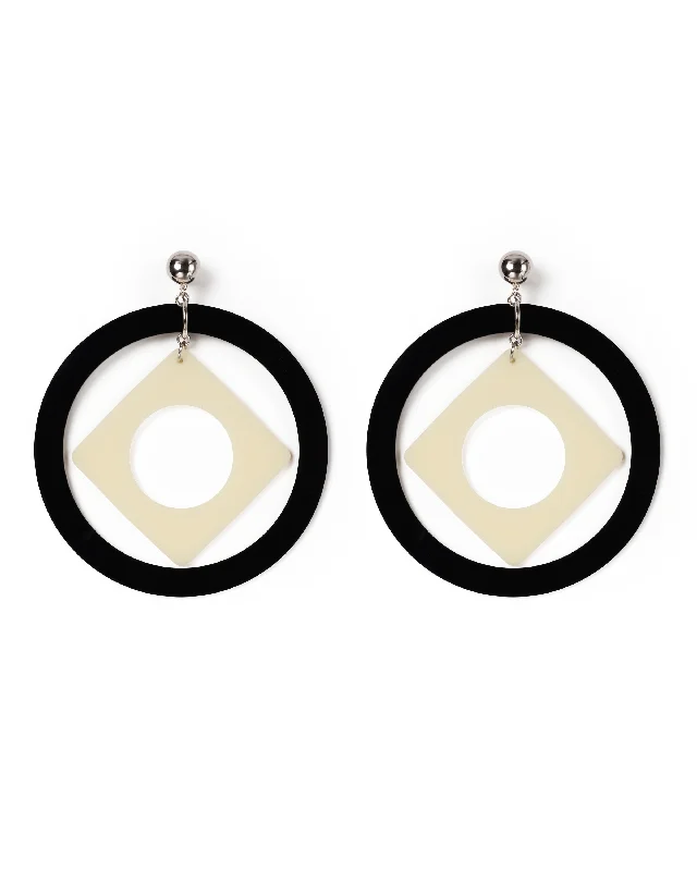 Geometric Dangle Earrings-WHITE ROCK EARRINGS