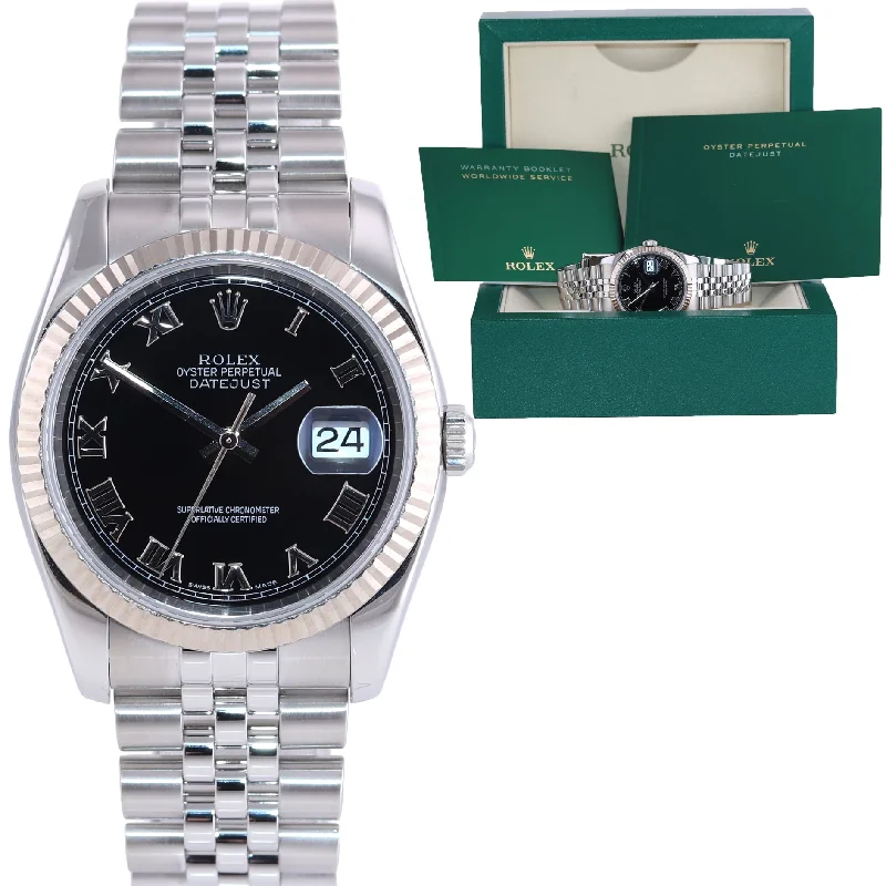 Adjustable Fitness Watch for Women-PAPERS Rolex DateJust Steel Black 116234 36mm Super Jubilee Watch Box