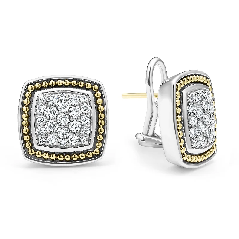 Elegant Pearl Earrings-Rittenhouse Two-Tone Caviar Diamond Omega Clip Earrings