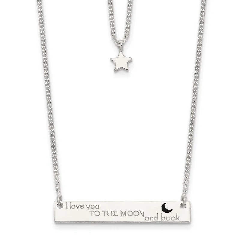 Silver Chain Necklace for Women-Sterling Silver 16-inch I Love You To The Moon And Back Layered Necklace