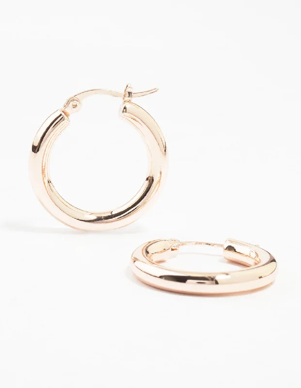 Large Statement Earrings-Rose Gold Plated Thin Hoop Earrings