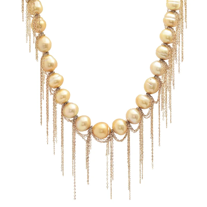 Designer Crystal Necklace-South Sea Fringe Strand