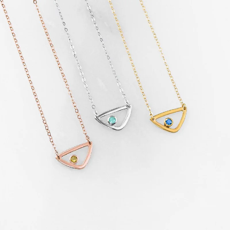 Cute Gold Necklace-Personalized Birthstone Minimalist Triangle Pendant Necklace