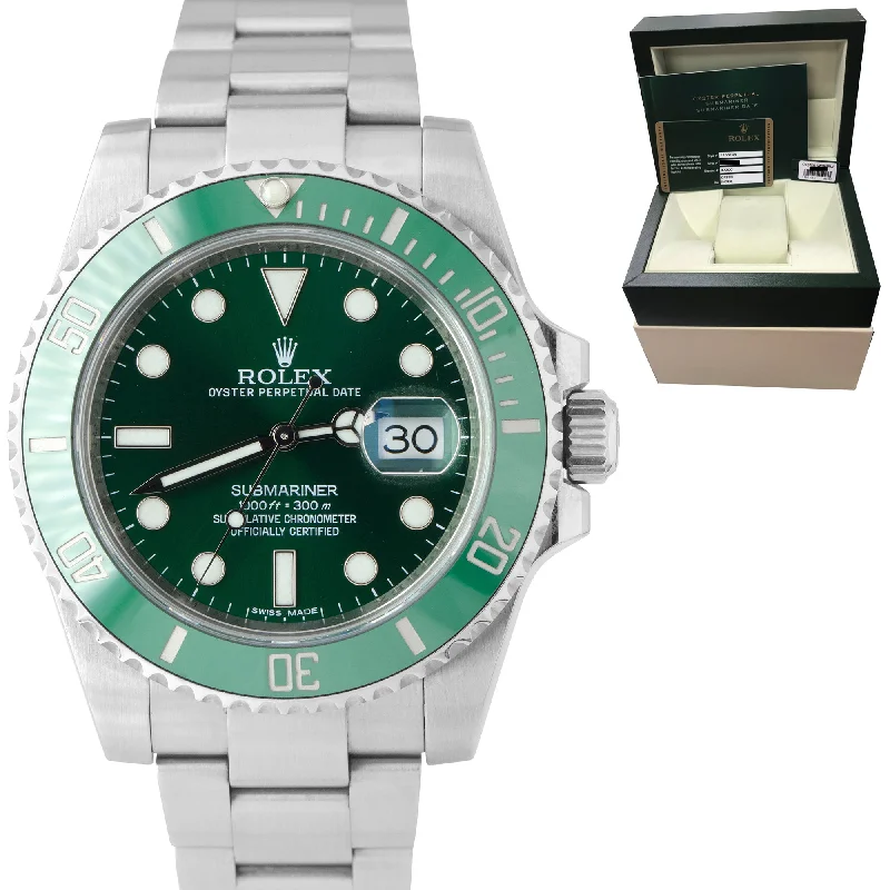 Waterproof Quartz Watch-2015 Rolex Submariner Date Hulk Stainless Green Ceramic 40mm Watch 116610 LV B+P