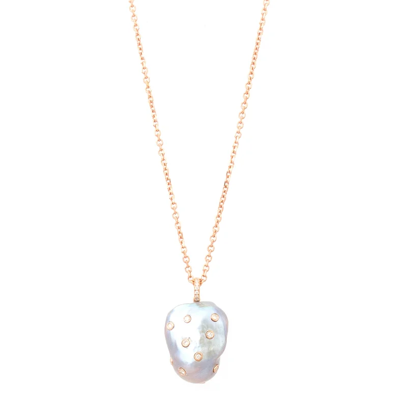 Modern Heart Necklace-Pearl Pendant Necklace