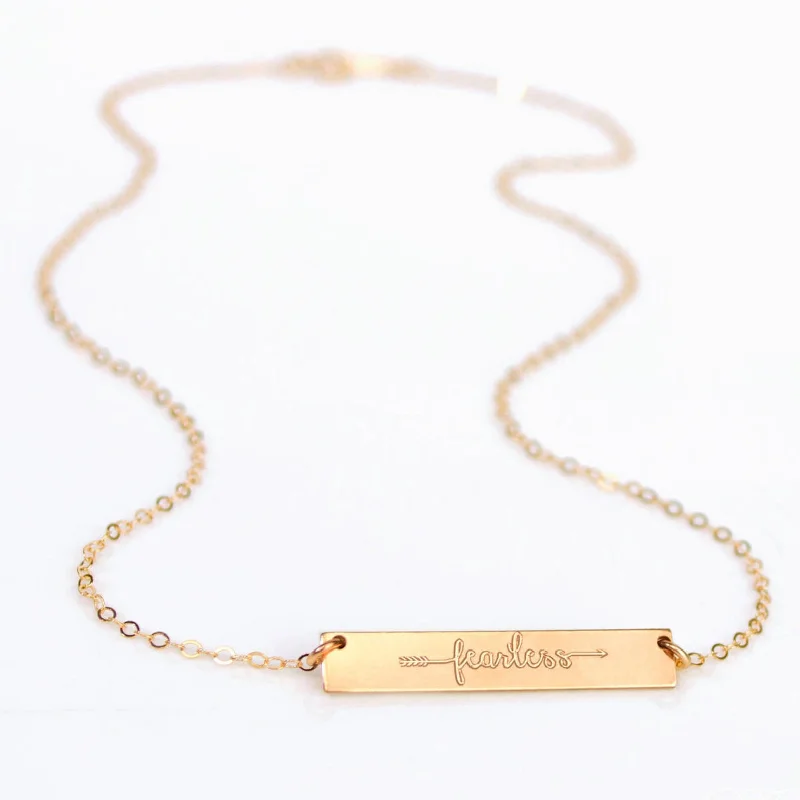 Elegant Sapphire Pendant Necklace-Fearless Necklace - Silver, Gold or Rose Gold Bar Necklace