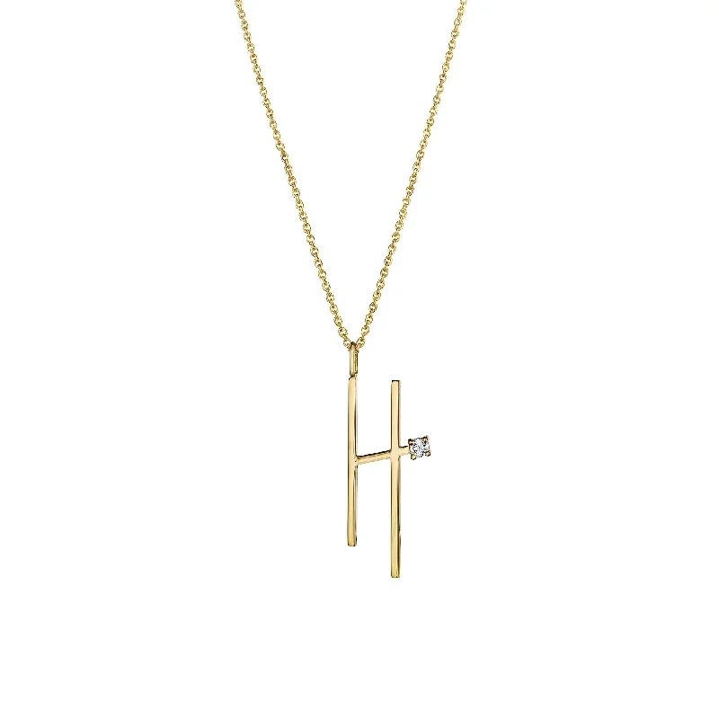 Elegant Gemstone Necklace-Type Letter H Diamond Pendant Necklace