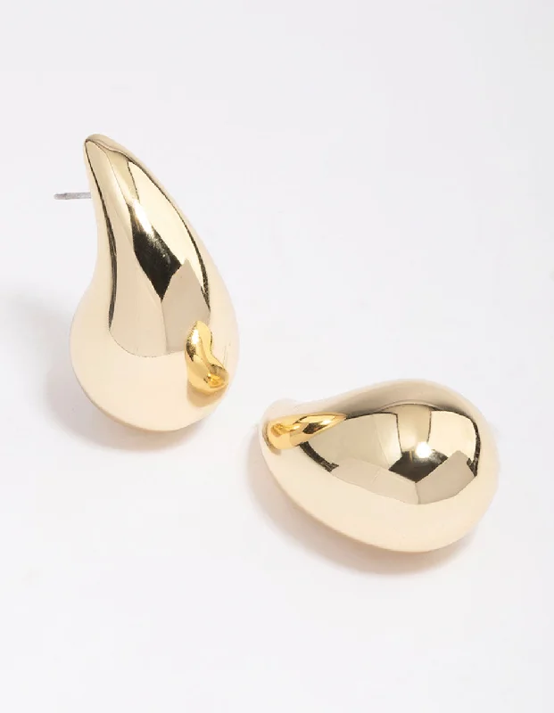 Statement Earrings for Weddings-Gold Plated Teardrop Bubble Drop Earrings