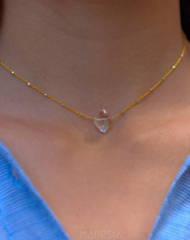 Layered Bar Necklace-Herkimer Diamond necklace~ Gold Vermeil & Sterling Silver~MN047