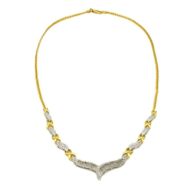 Long Beaded Pendant Necklace-1/2 CTW Diamond Necklace in Gold Plated Sterling Silver