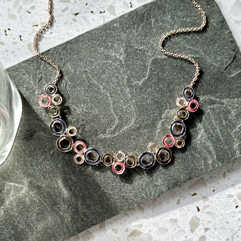 Luxury Crystal Necklace-Connected Circles Multi Color Necklace