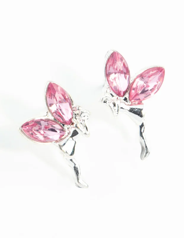 Multi-Layer Earrings-Silver Metal Fairy Stud Earrings