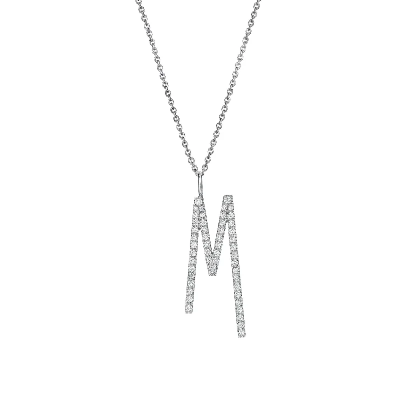 Stylish Beaded Necklace-Type Letter M Diamond Pendant Necklace