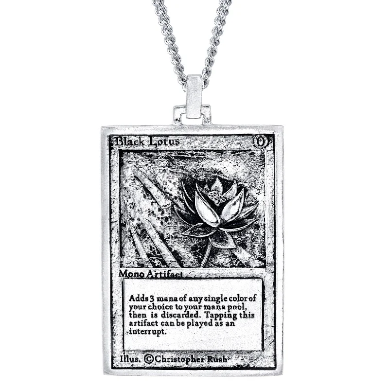 Simple Pearl Necklace-Magic: The Gathering X RockLove Black Lotus Miniature Card Necklace