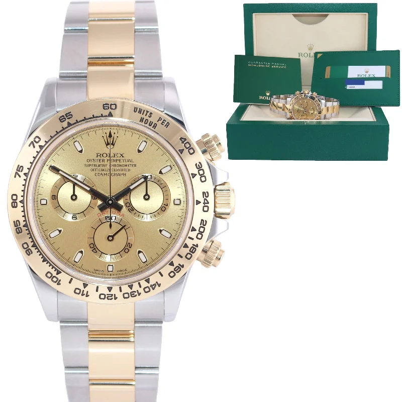 Gold-Plated Stainless Steel Watch-2019 PAPERS Champagne Chrono 116503 Rolex Daytona Two Tone Steel Gold Watch Box