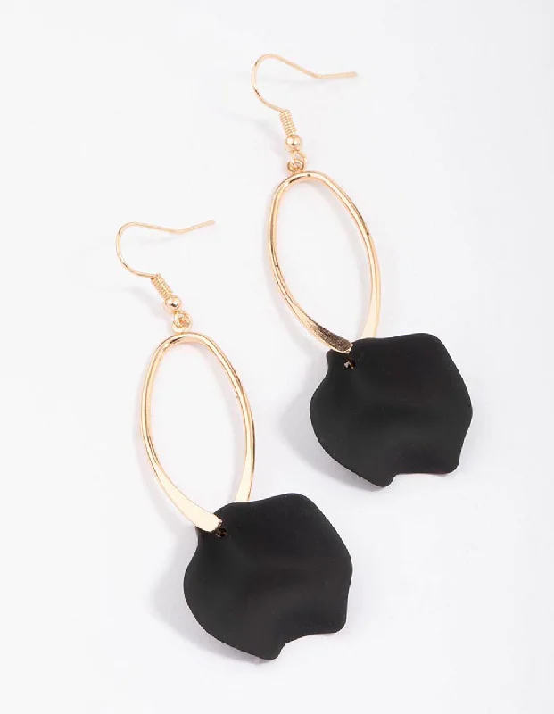 Sassy Ear Climbers-Gold Twisted Oval Petal Drop Earrings