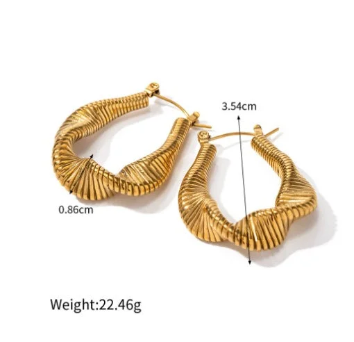 E153-Irregular U-Shaped Spring Earrings Gold