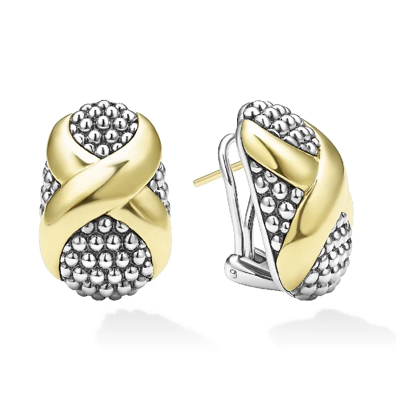 High-End Earrings-Embrace Two-Tone X Omega Clip Earrings