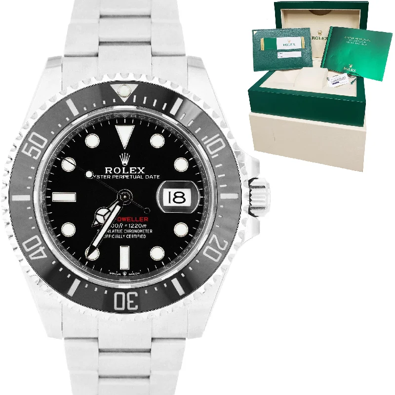 Luxury Watch with Diamond Face-MINT 2019 Rolex Red Sea-Dweller 43mm Mark II 50th Ann. Steel 126600 Watch B+P