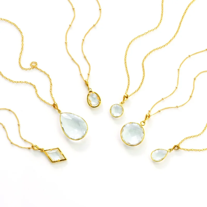 Fashionable Pearl Necklace-Clear Quartz Necklace : April Birthstone