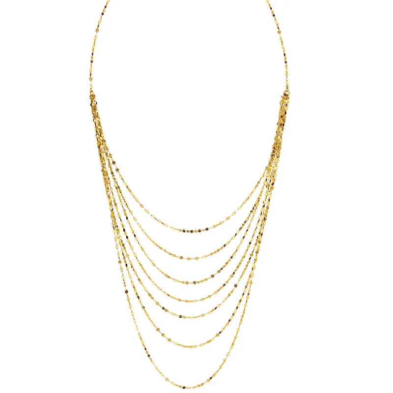 Elegant Heart Pendant Necklace-18-inch 7-Layer Necklace in 14K Yellow Gold