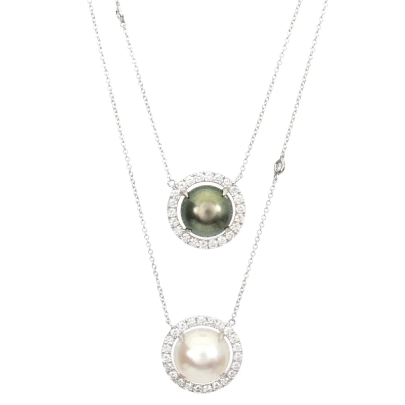 Multi-Chain Necklace-Pearl & Diamond Necklace