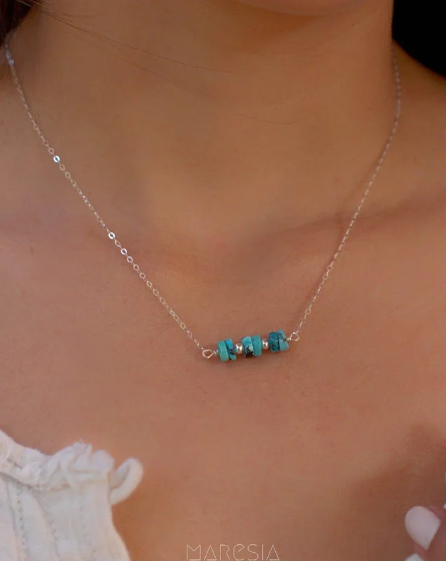 Heart Shape Crystal Necklace-Turquoise necklace~ Sterling Silver 925 or Gold Filled~MN021