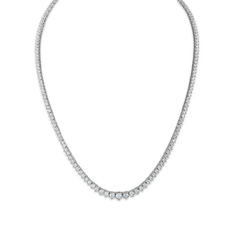 Layered Silver Necklace-3 CTW Diamond 18-inch Tennis Necklace in 14KT White Gold