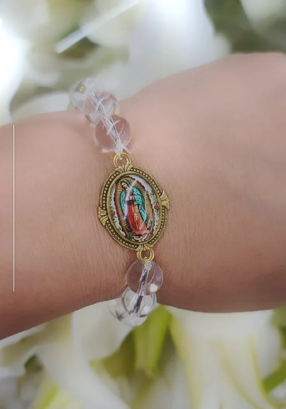 Adjustable Pearl Bracelet-Virgen Clear Quartz Bracelet