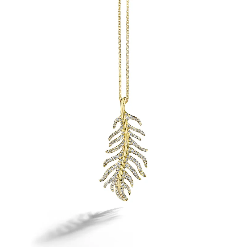 Simple Pendant Necklace-Phoenix Feather Diamond Necklace – Medium