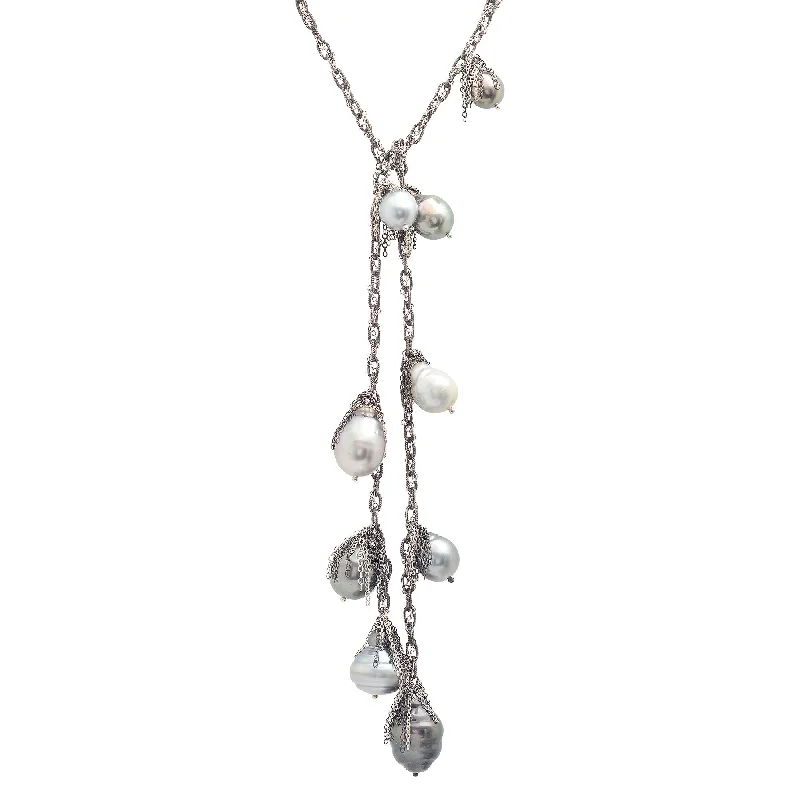 Wedding Heart Necklace-Tahitian Pearl Lariat