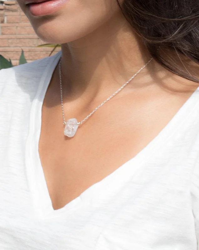 Layered Gold Chain Necklace-Crystal Quartz Necklace ~ Sterling Silver 925  or Gold Filled~MN049