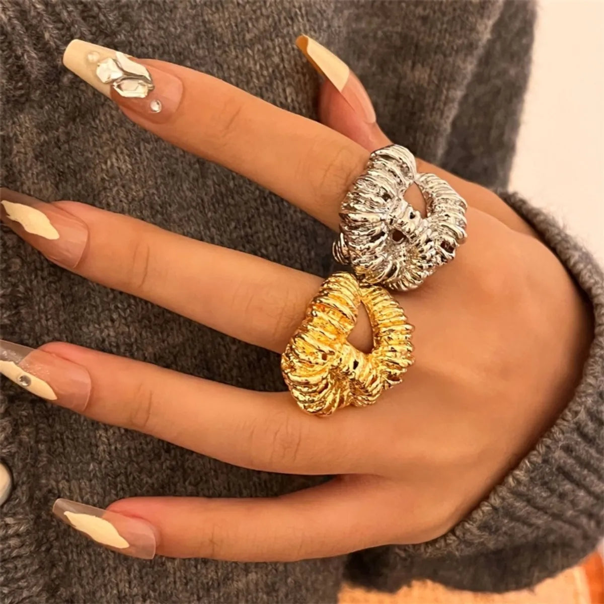 Vintage Style Solid Color Gold Plated Silver Plated Alloy Wholesale Open Rings