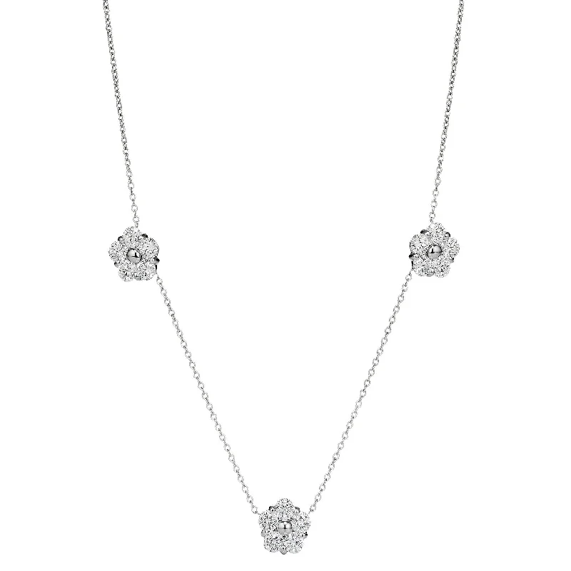 Luxury Gold Necklace-Anzia Flower 3-Station Diamond Necklace - Small