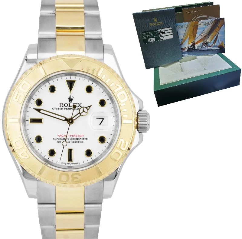 Women’s Fashionable Sports Watch-REHAUT MINT Rolex Yacht-Master 40mm 18K Two-Tone Steel Gold White Watch 16623