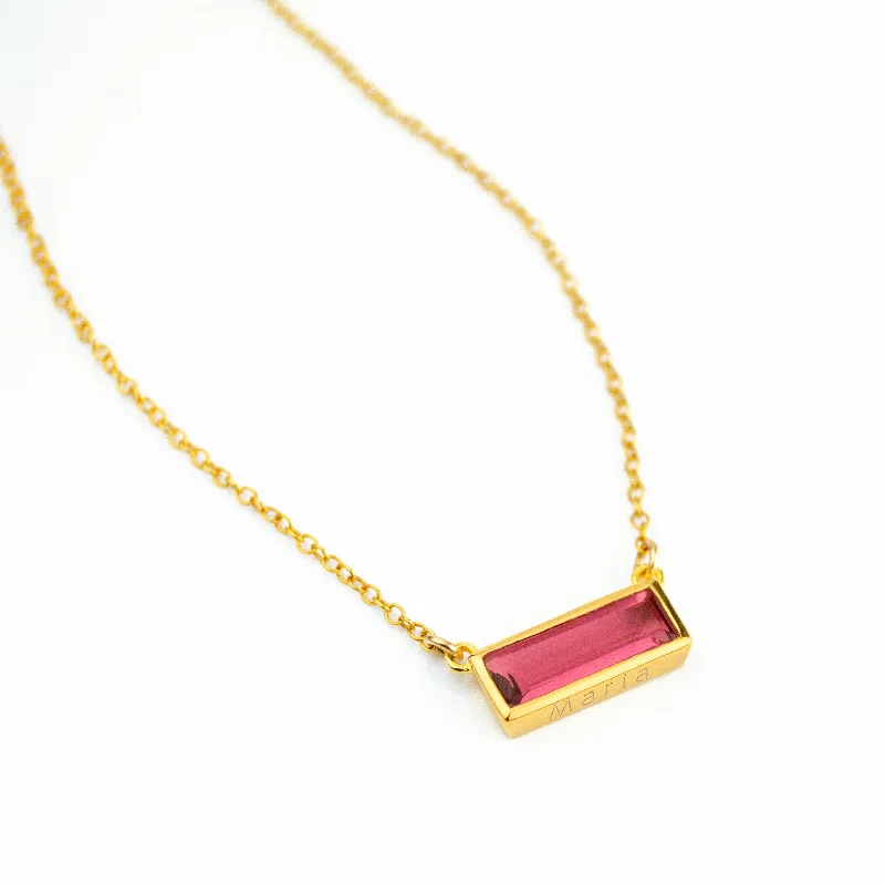 Classic Bar Pendant Necklace-Ruby Bar Necklace : July Birthstone : Adira Series