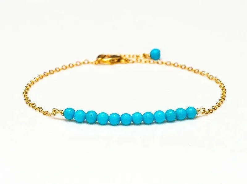 Gemstone Beaded Cuff Bracelet-Reina Turquoise Bracelet