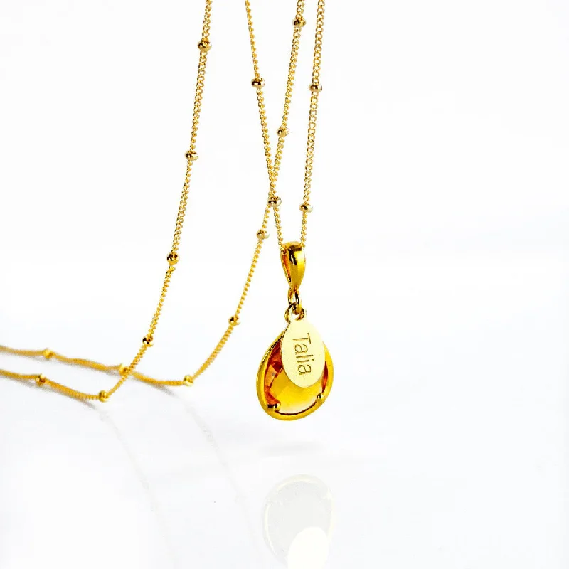 Designer Necklace for Gift-November Birthstone & Name Necklace : Citrine