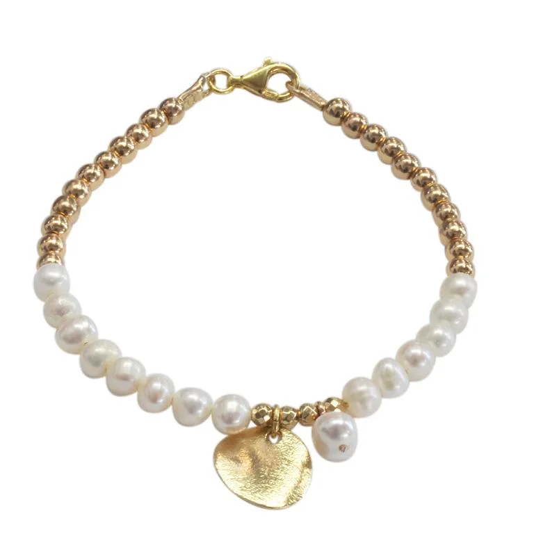 Bridal Bracelet for Wedding-Gold Bead and Pearl Bracelet