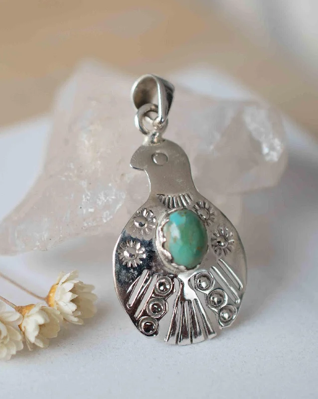 Bohemian Style Necklace-Bird Pendant ~ Turquoise ~ Sterling Silver 925 ~MP005