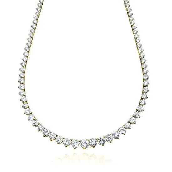 Cute Gold Necklace-Crislu 18KT Yellow Gold Plated Sterling Silver Round Cubic Zirconia 16-inch Tennis Necklace