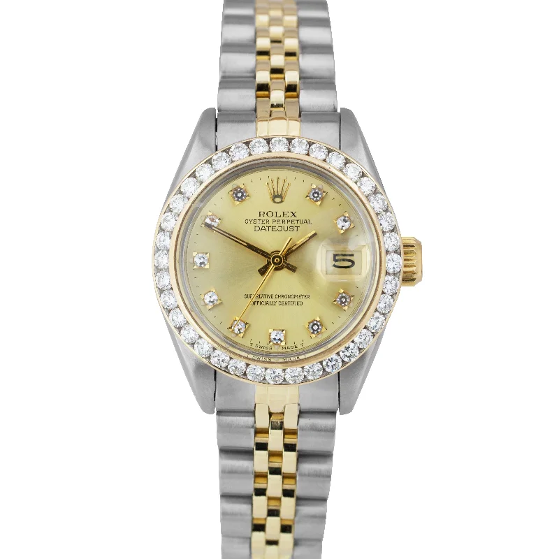 Classic Men's Watch with Automatic Movement-Ladies Rolex DateJust 6917 26mm 18K Two-Tone Diamond Champagne Jubilee Watch