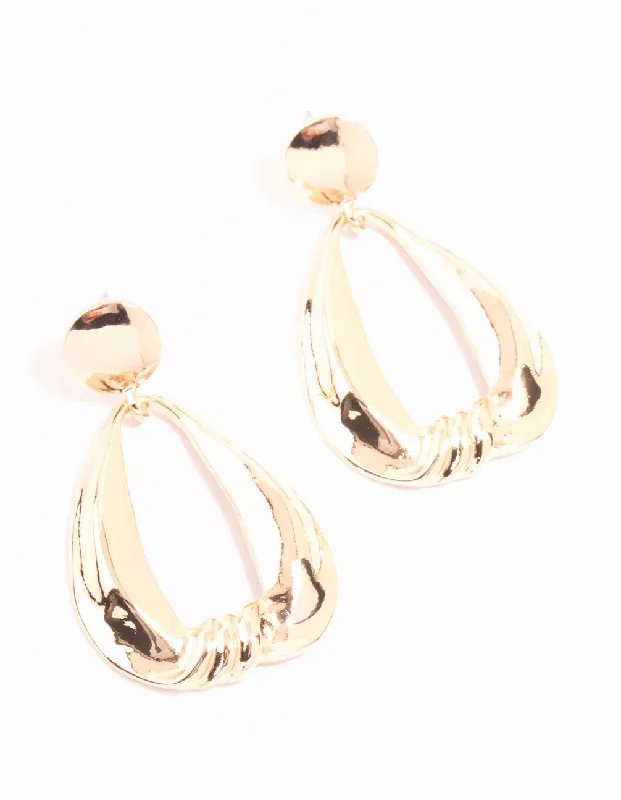 Diamond Drop Earrings-Gold Wrapped Loop Drop Earrings