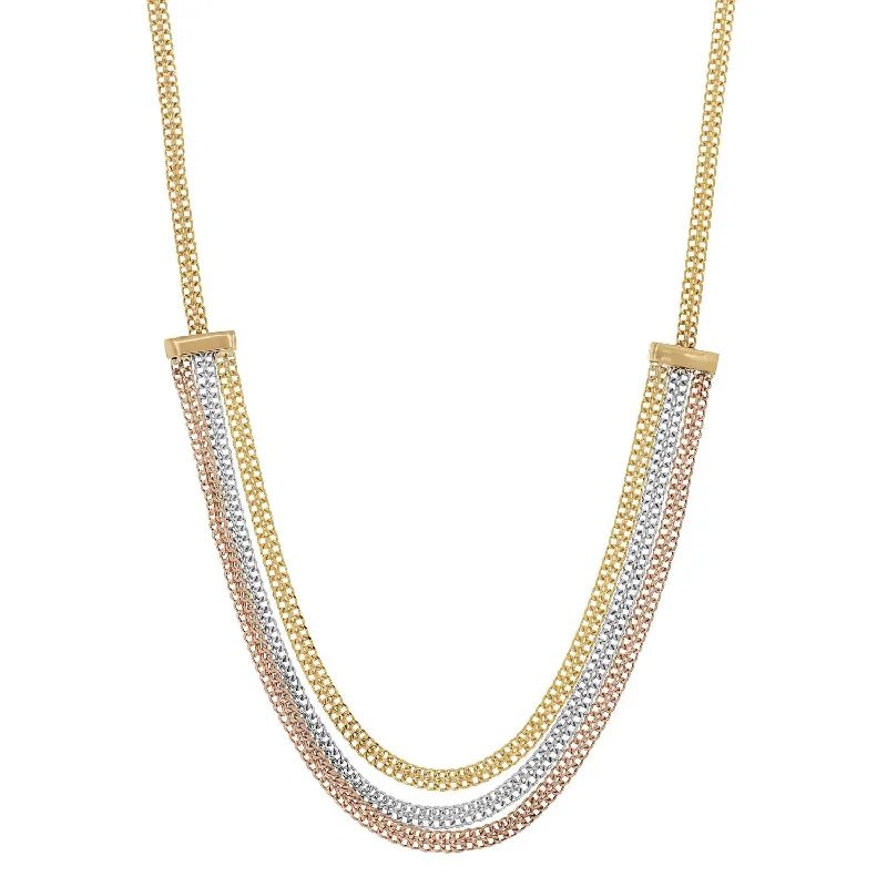 Chunky Chain Necklace-14KT Gold Tri-Color 17-inch Necklace