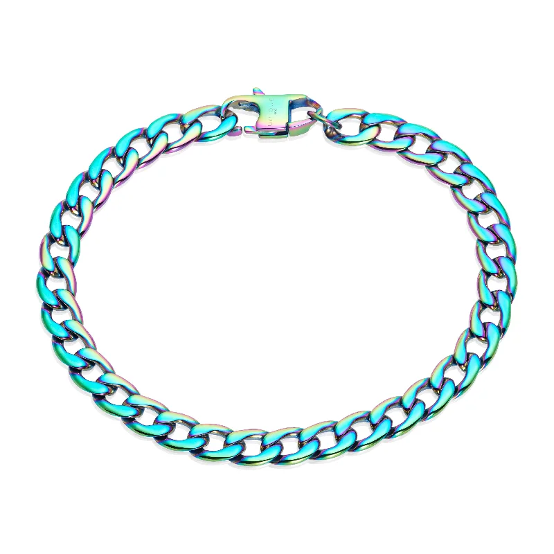 Elegant Gold Chain Bracelet-Unique & Co Rainbow Iridescent Plated Chain Bracelet