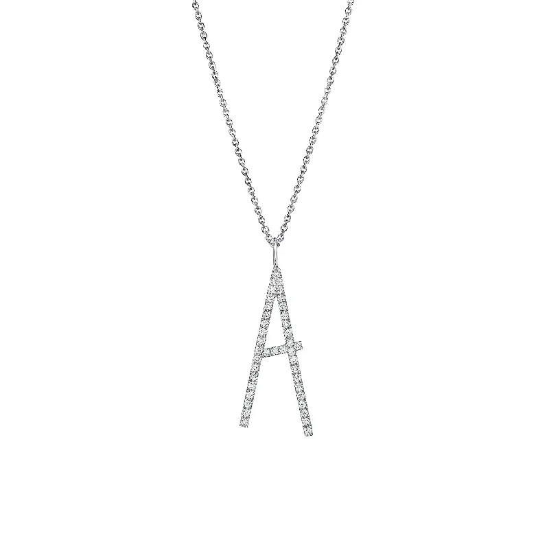 Silver Name Necklace-Type Letter A Diamond Pendant Necklace