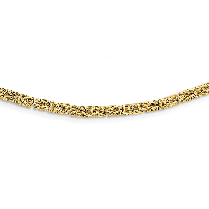 Chunky Crystal Necklace-14KT Yellow Gold 18-inch 3.5MM Byzantine Link Necklace